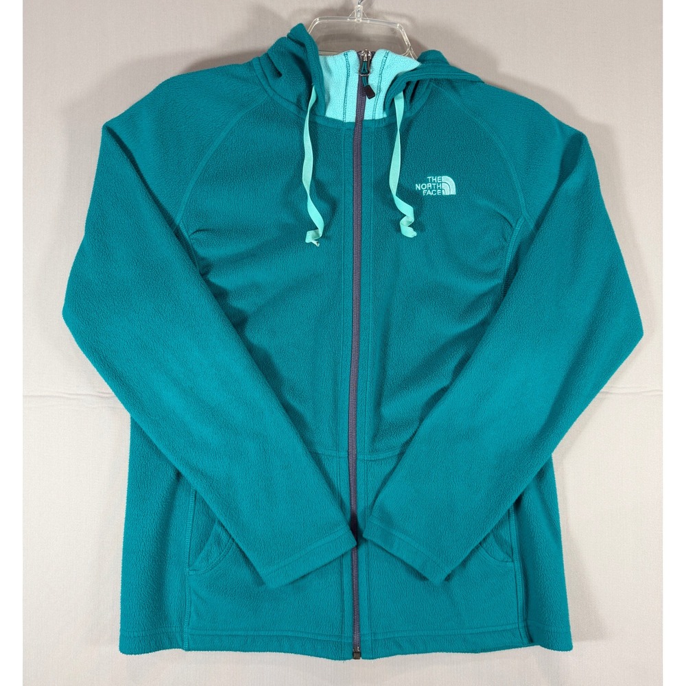 The North Face Womens Teal Blue TKA 100 Full Zip Fleece Hoodie Jacket Size M